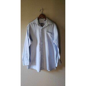 BCBG ATTITUDE Men's Blue Cotton Long Sleeve Modern Fit Dress Shirt Sz L 32/33